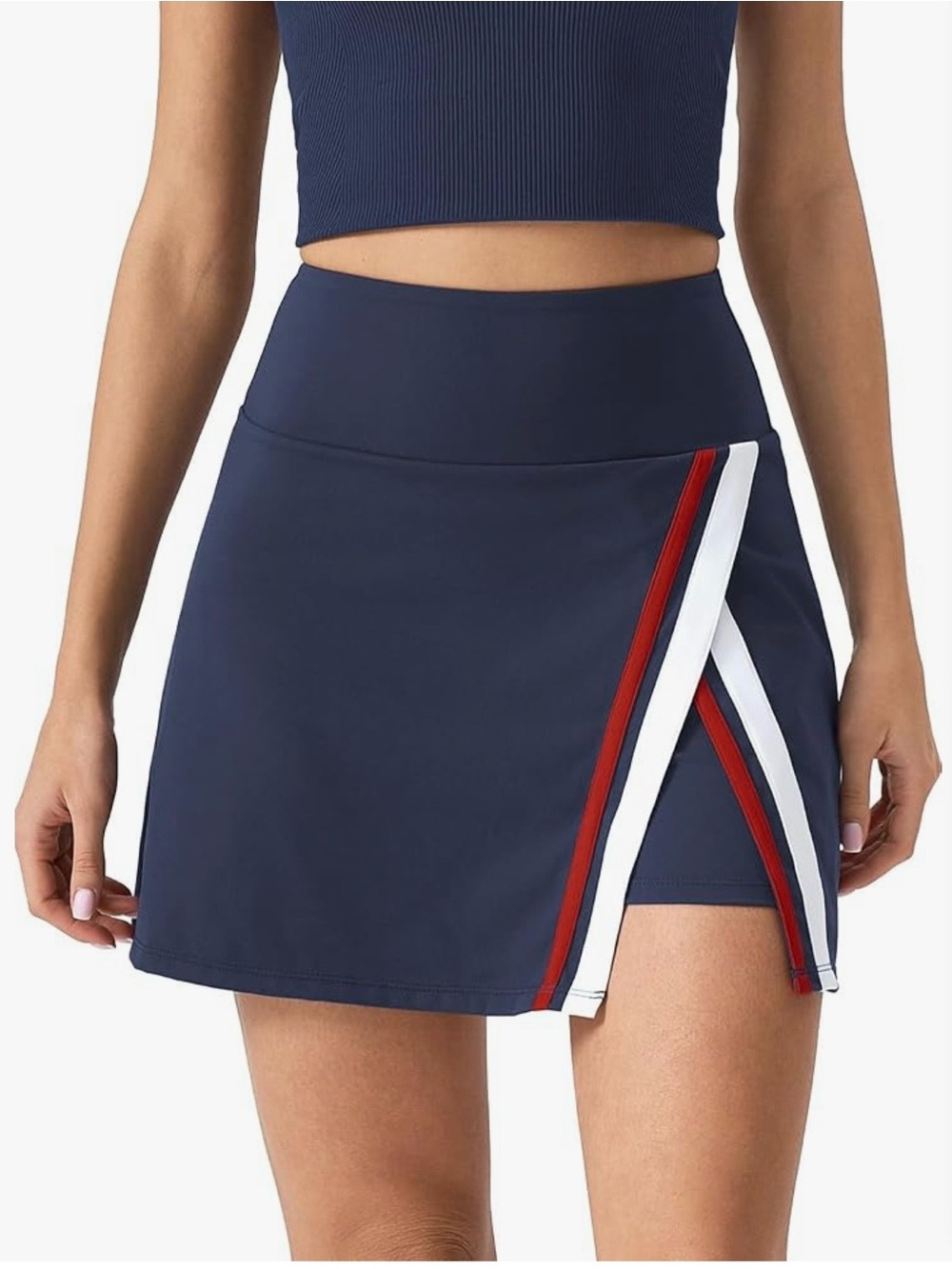 QINSEN Tennis Skirts for Women Side Slit A Line Athletic Skort High Waisted Golf